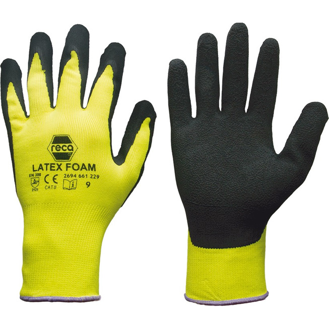 RECA Handschuh Latex Foam, Gelb, Gr. 9