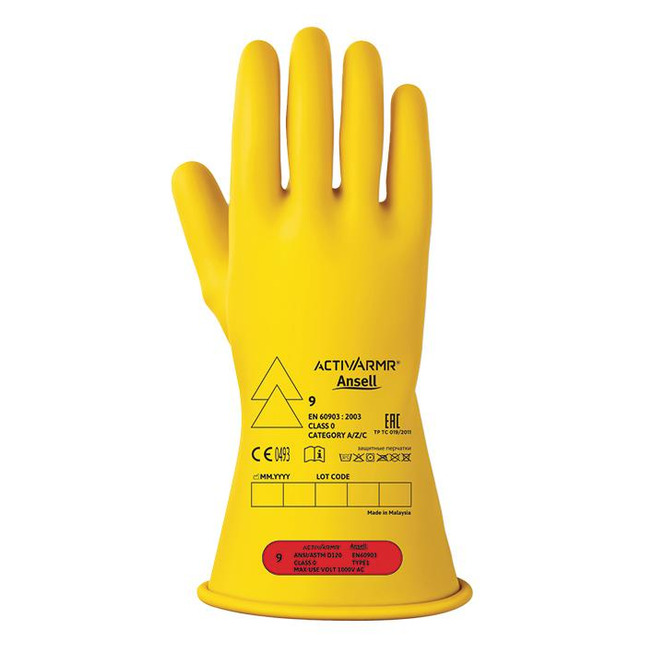 Elektrikářské rukavice ANSELL RIG014Y vel. 10