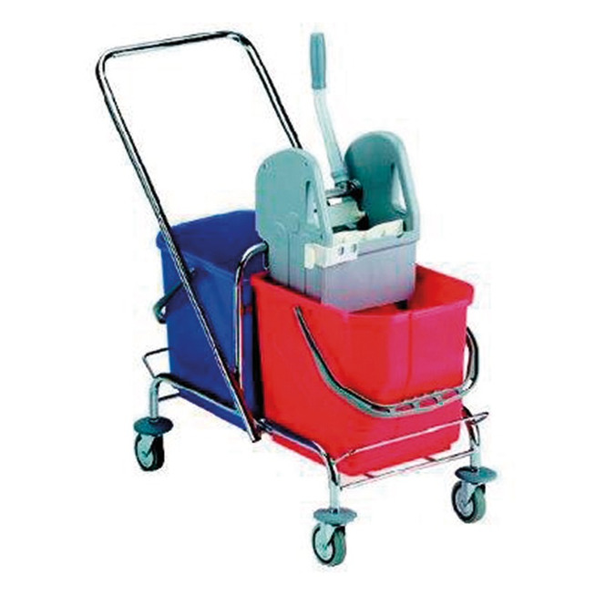 Dvojitý úklidový vozík s mopovým ždímačem 2 x 25l