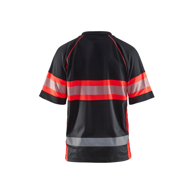 UV Polo Shirt High Vis Klasse 1 Schwarz/High Vis Rot XXL