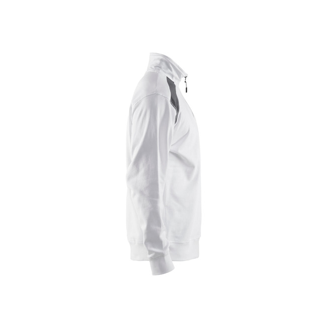 Sweater mit Half-Zip 2-farbig Weiß/Dunkelgrau XXL