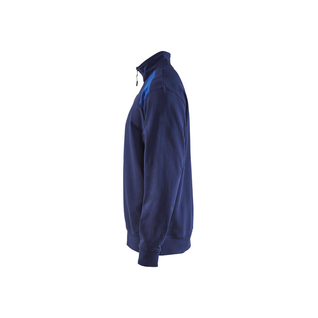 Sweater mit Half-Zip 2-farbig Marineblau/Kornblau S