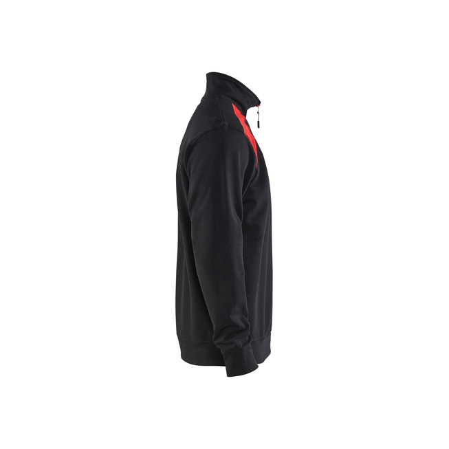 Sweater mit Half-Zip 2-farbig Schwarz/Rot S
