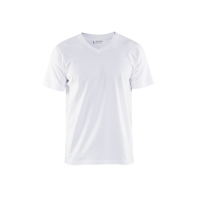 T-Shirt, V-Kragen Weiß 4XL