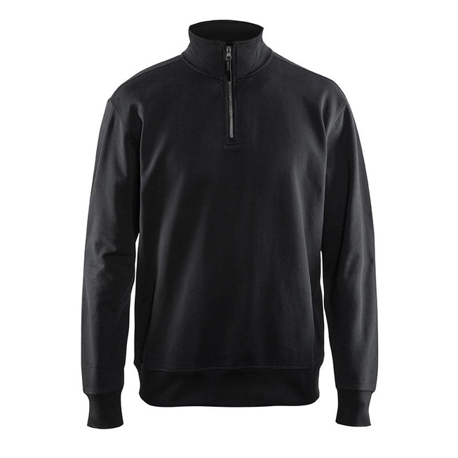 Sweatshirt mit Half-Zip Schwarz 4XL