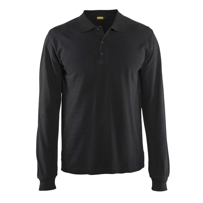 Langarm Polo Shirt Schwarz 4XL