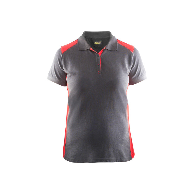 Damen Polo Shirt Grau/Rot XXXL