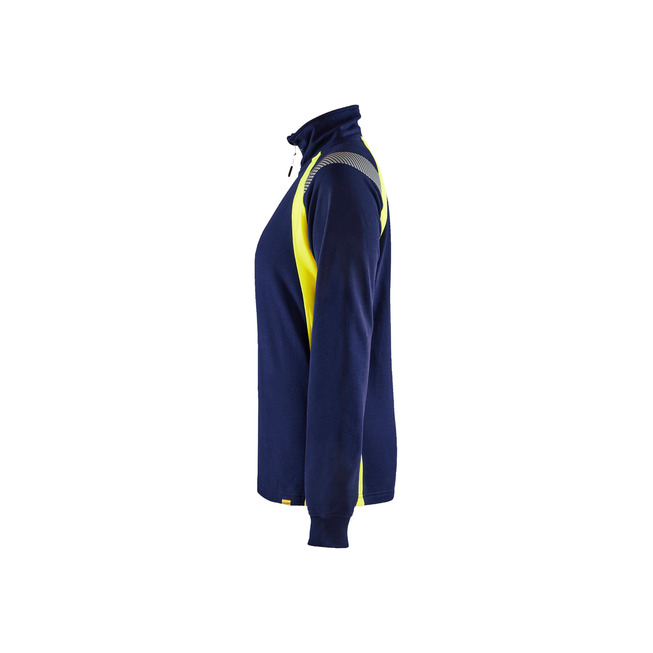 Damen Sweater Half-zip Marineblau/ High Vis Gelb XL