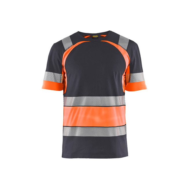 High Vis T-Shirt Mittelgrau/High Vis Orange XL