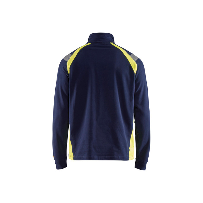 Sweatshirt mit Half-Zip Marineblau/ High Vis Gelb S