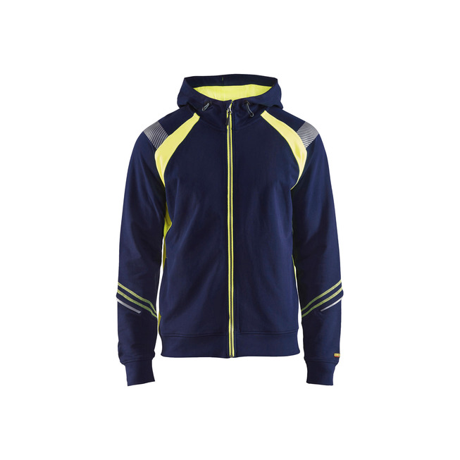 Sweatshirt mit Reißverschluss Marineblau/ High Vis Gelb M