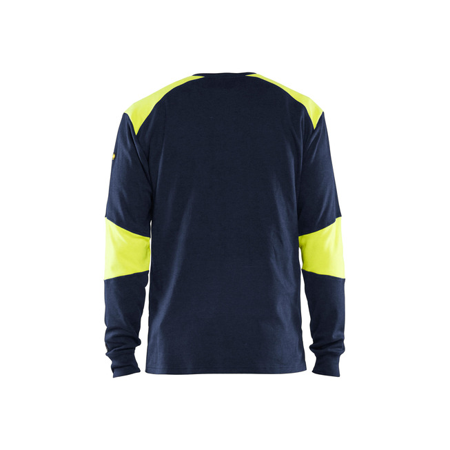 Flammschutz Langarm Shirt Marineblau/ High Vis Gelb S