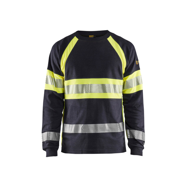 Flammschutz Langarm Shirt Marineblau/ High Vis Gelb XXXL