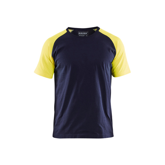 T-Shirt Marineblau/Gelb L