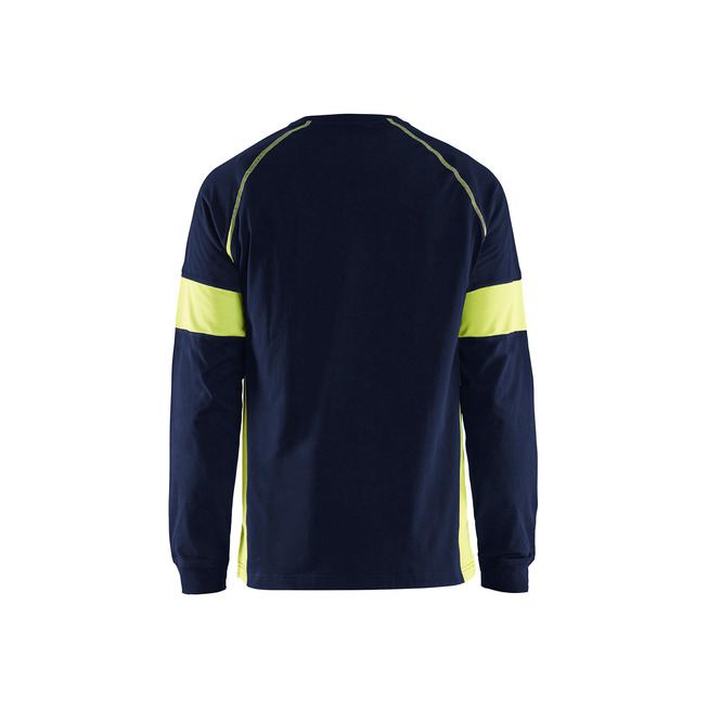 T-shirt long-sleeved with Hivis Marineblau/Gelb S