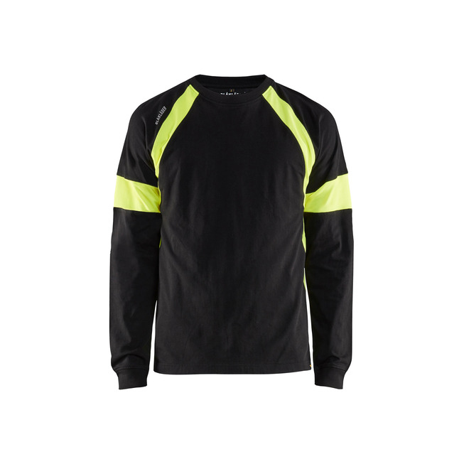 T-shirt long-sleeved with Hivis Schwarz/Gelb L