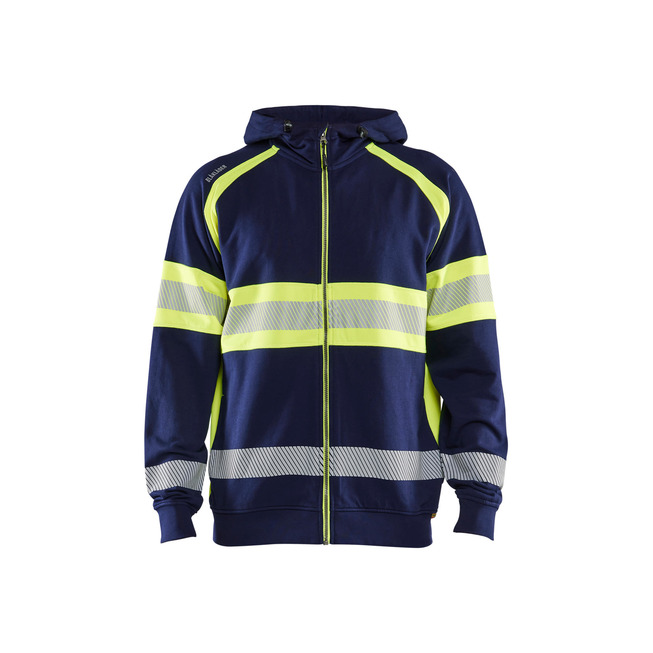 Hi-vis Sweatshirt hoodie Marineblau/Gelb 4XL