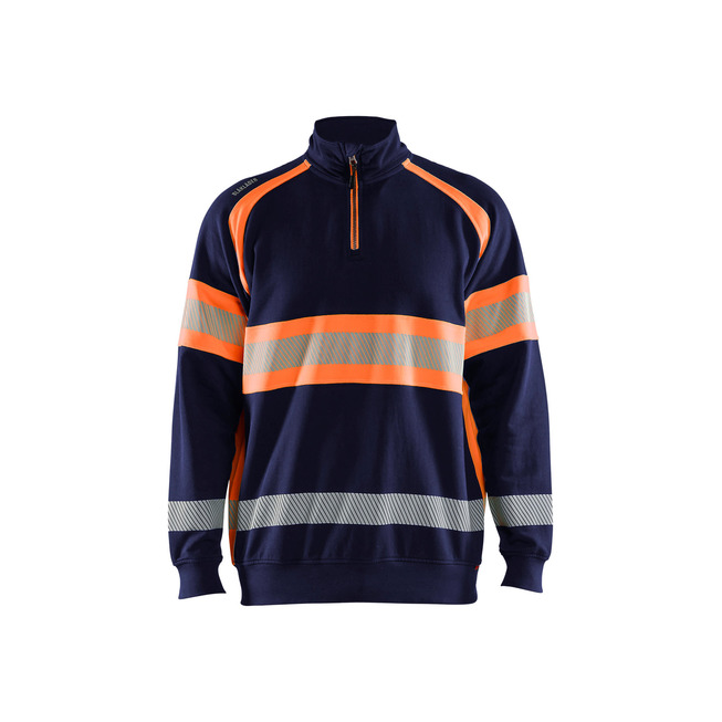 Hi-vis Sweatshirt half-zip Marinblau/Orange L