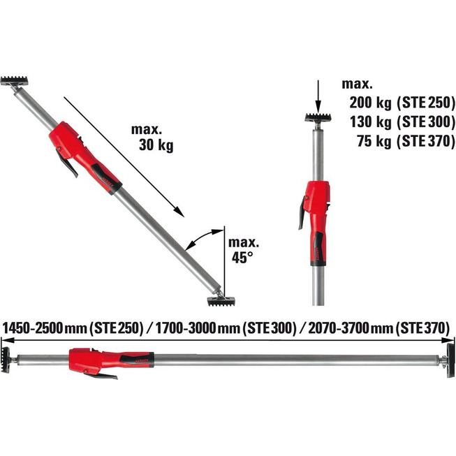 Stropní a montážní podpěra STE 300 1700 - 3000 mm