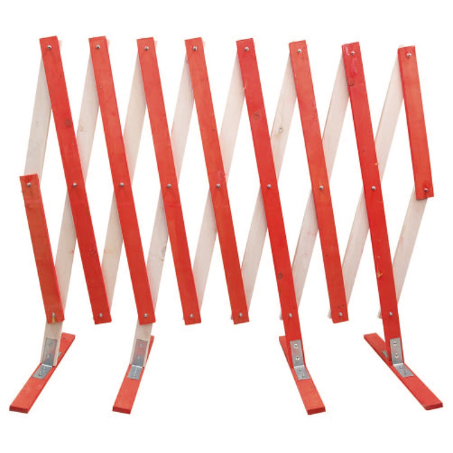 Holz-Scherenabsperrgitter rot/weiß lackiert, ausziehbar bis 5 Meter