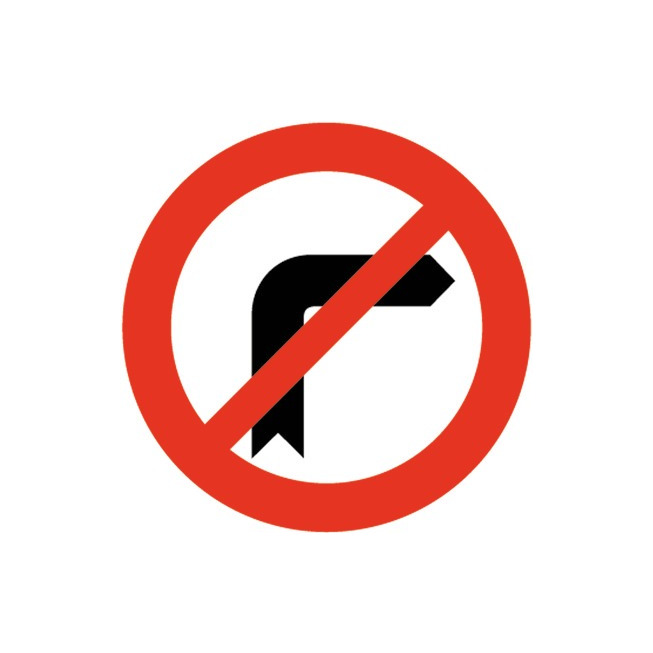 Baustellenverkehrszeichen § 52/3b Einbiegen nach rechts verboten 480 x 1,5 mm