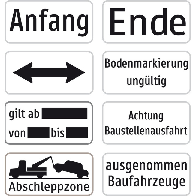 Baustellenverkehrszeichen "Abschleppzone" mit Symbol Aluminium 40 x 20 x 1,5 mm