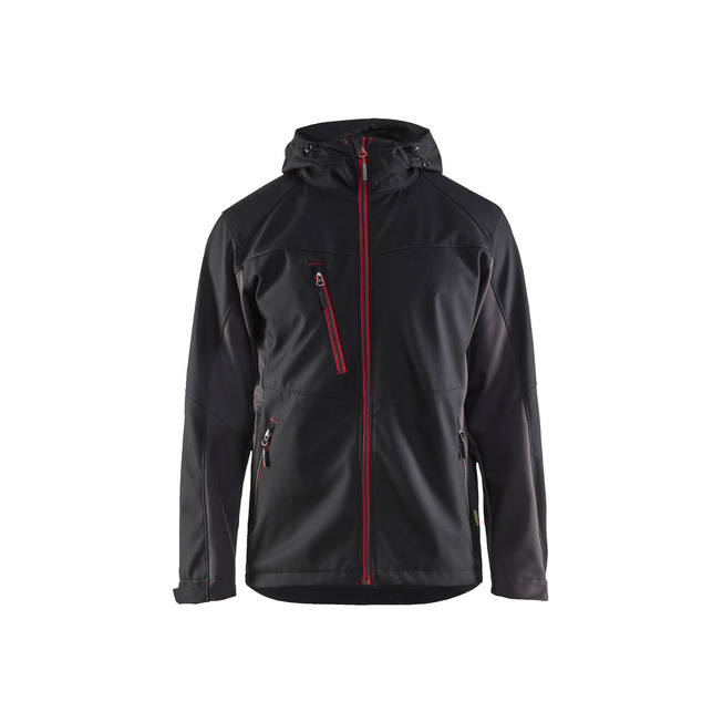 Softshell Jacke mit Kapuze Schwarz/Rot XS