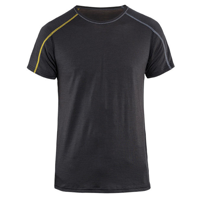 Unterzieh T-Shirt XLIGHT, 100% Merino Dunkelgrau/Gelb M