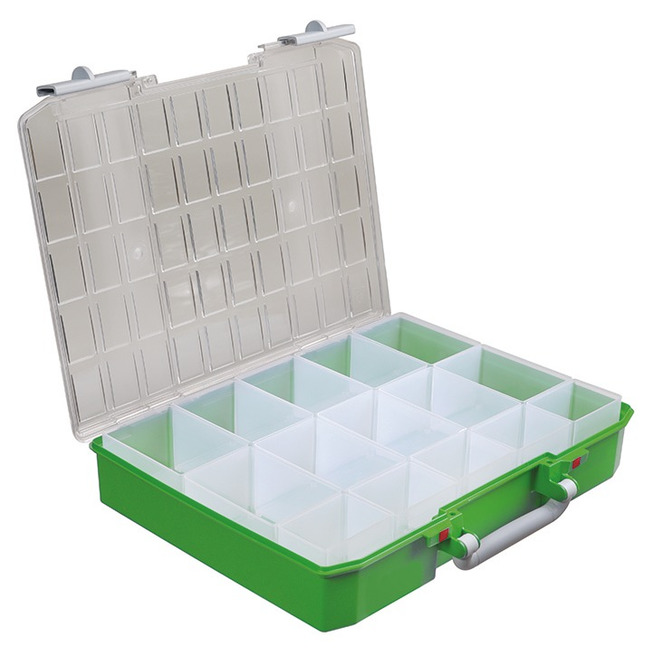 RECA MAXMOBIL RECA-servisní kufr PS s 15 přihrádkami 79 x 413 x 330 mm, zelený s šedou rukojetí GRKPS8015-R