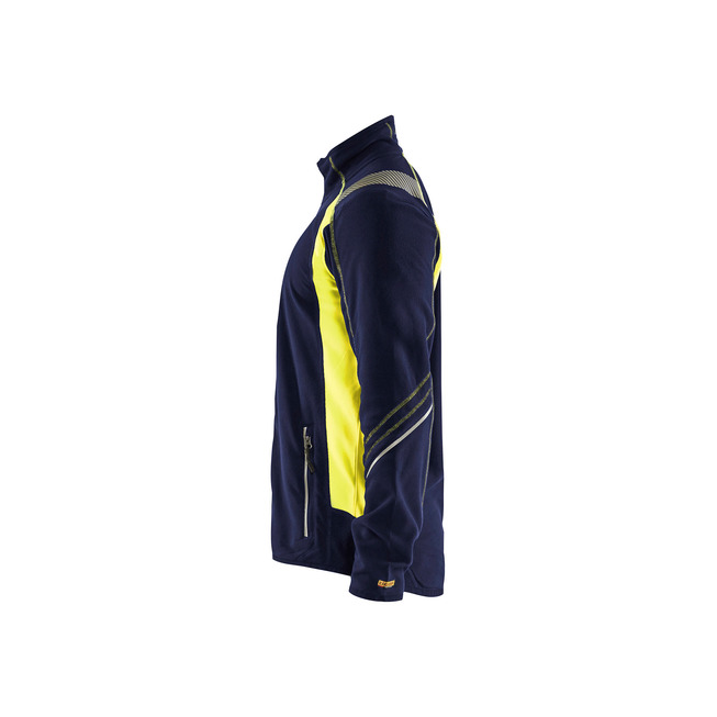 Microfleece Jacke Marineblau/ High Vis Gelb XS