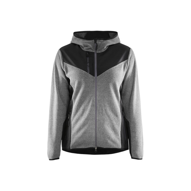 Damen Strickjacke Grau Melange/Schwarz XXL