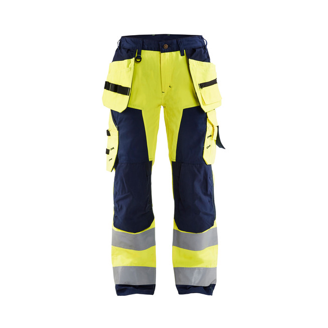 Damen High Vis Arbeitshose mit Werkzeugtaschen High Vis Gelb/Marineblau C40