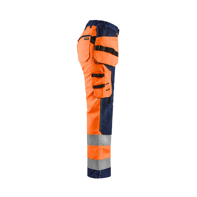 Damen High Vis Arbeitshose mit Werkzeugtaschen High Vis Orange/Marineblau C34