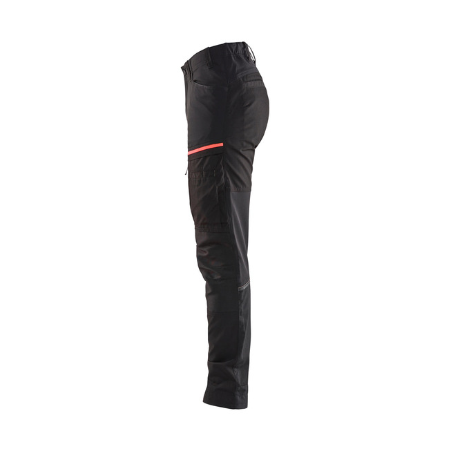 Damen Servicehose mit Stretch Schwarz/Rot C48