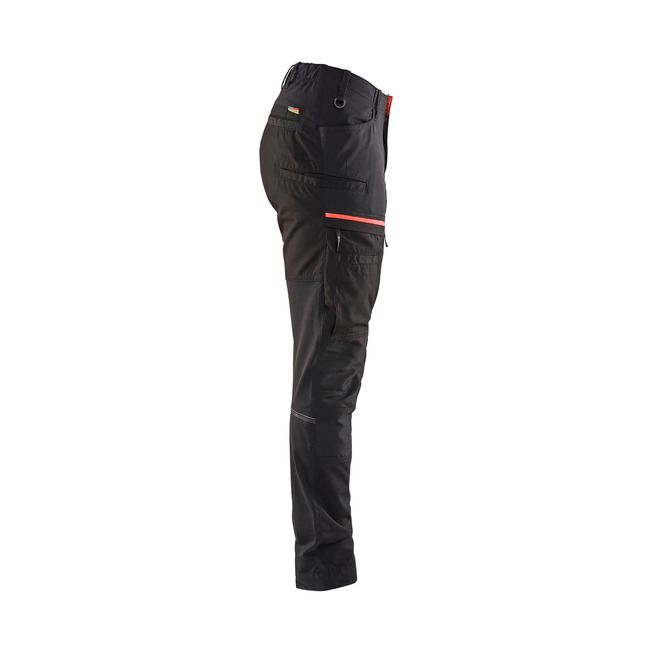 Damen Servicehose mit Stretch Schwarz/Rot C48