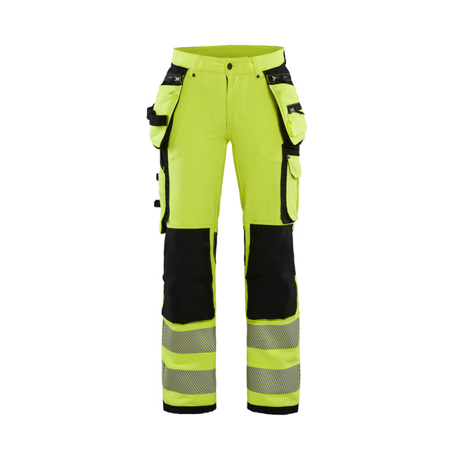 Damen High Vis Arbeitshose 4-Wege-Stretch High Vis Gelb/Schwarz D20