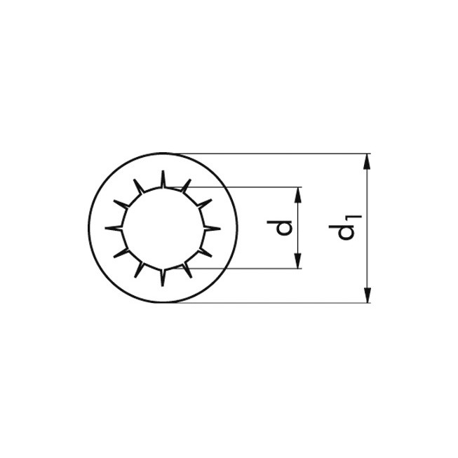 Podložka vějířová vnitřní ozubení M5 = 5,3 mm DIN 6798 forma J ocel nerez A2