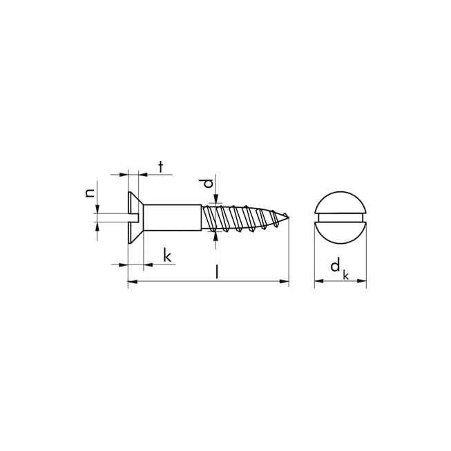 Senk-Holzschraube DIN 97 - Messing - blank - 4 X 50