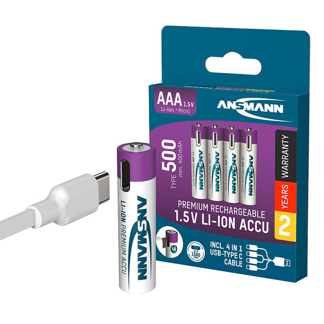 Li-Ion Akkus Micro AAA Typ 500 (min. 400 mAh) 4er